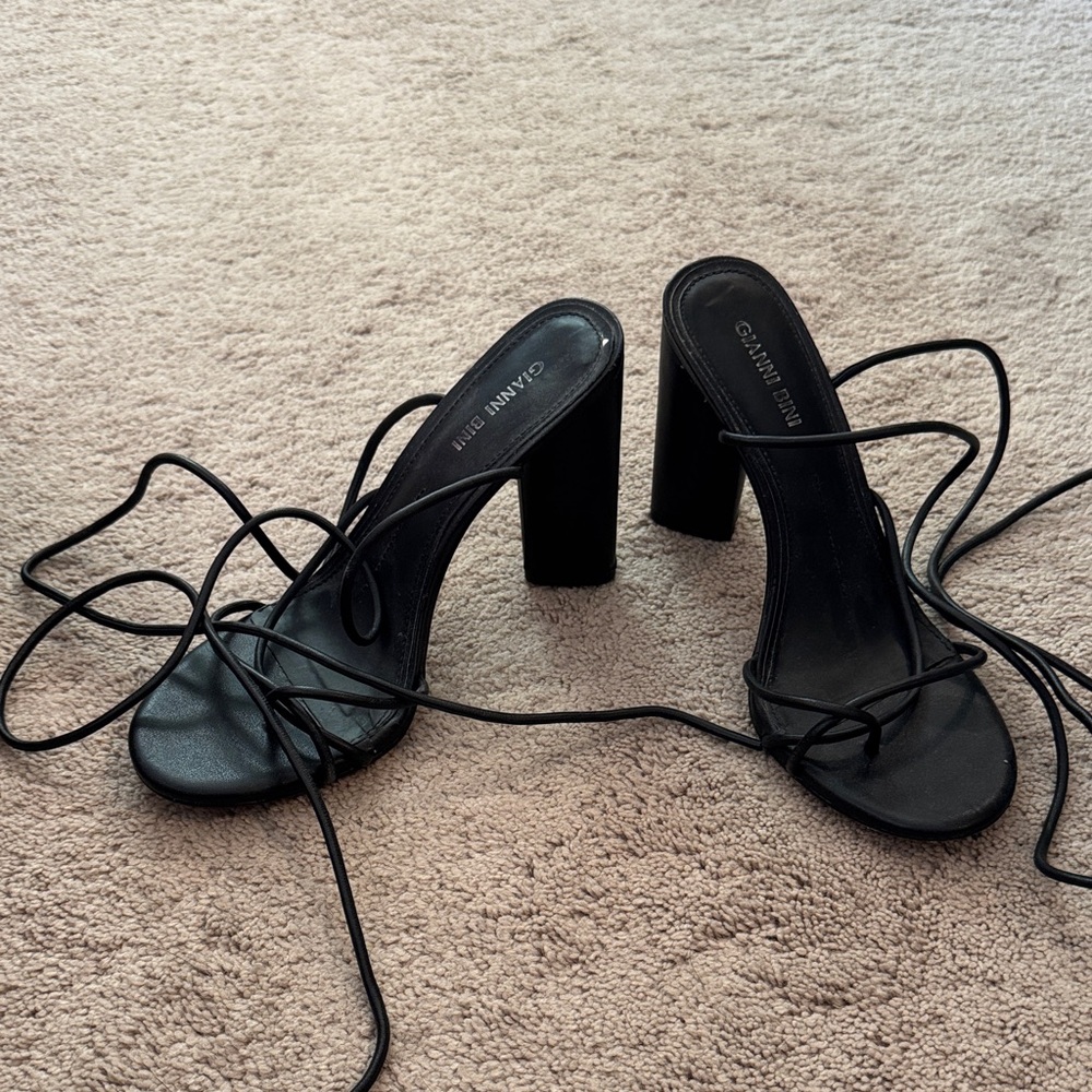 Gianvito Rossi Black Lace-Up Heels